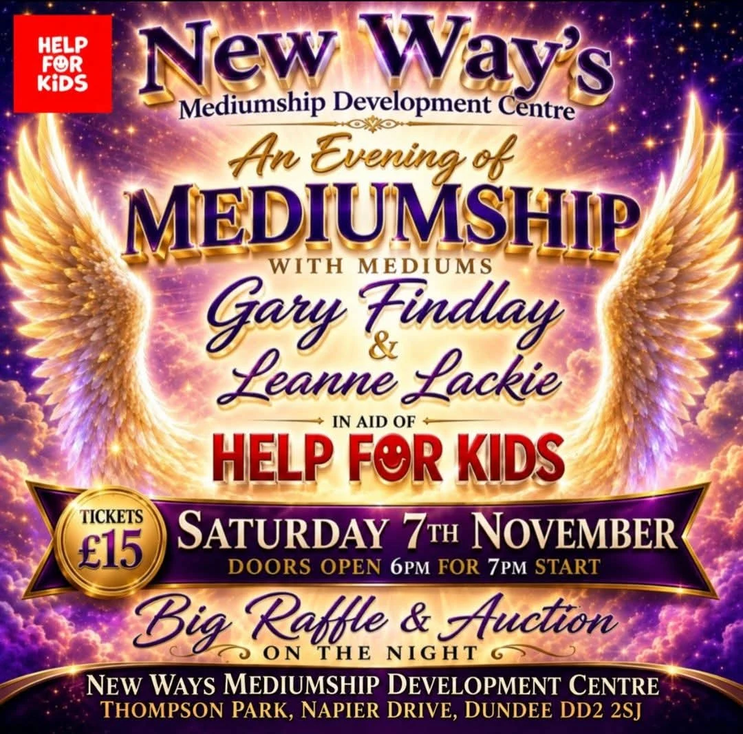 Poster for An Evening of Mediumship in aid of Help for Kids